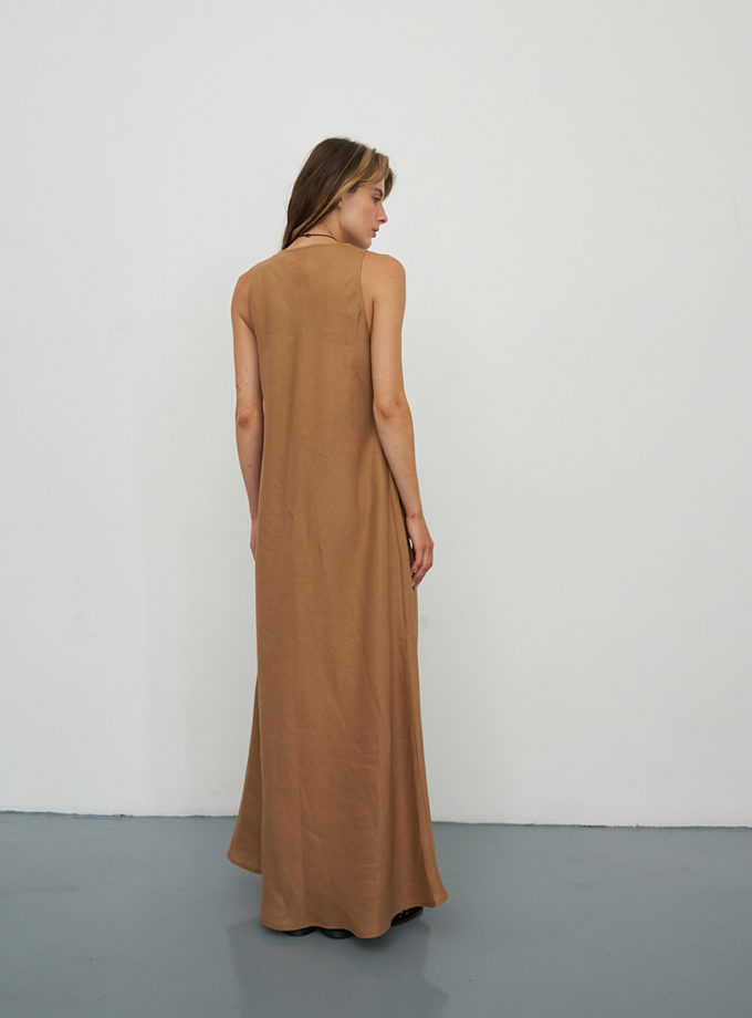 Сукня з льону гірчиця BALCONY GARMENT (BLCN_1342)