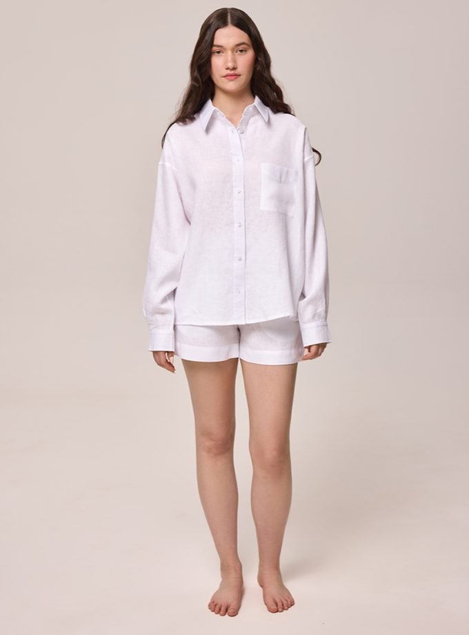 Лляні шорти білі NATALIA BAS (NatB_PLW-1)