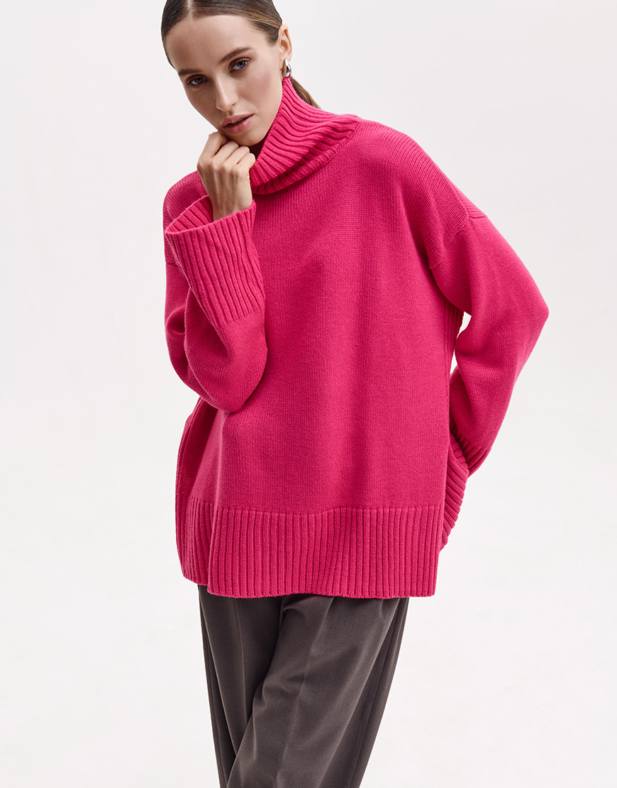 7878_PS Светр з мериносової вовни FIORE BIANCO (FRBC_FBmer_raspberry) - фото 2