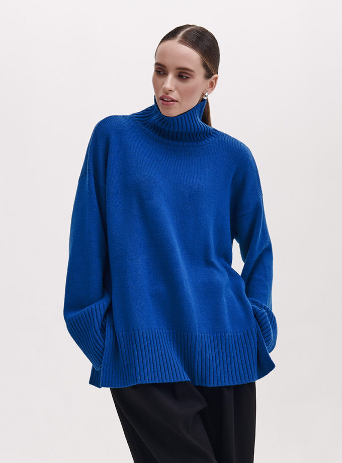 Светр з вовни мериноса FIORE BIANCO (FRBC_FBmer_Blue)