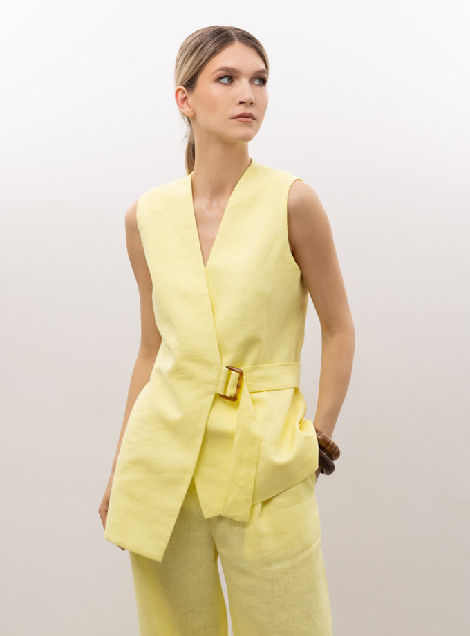 Жилет асиметричний подовжений льняний LiSOLODKA (LS_0023_25)