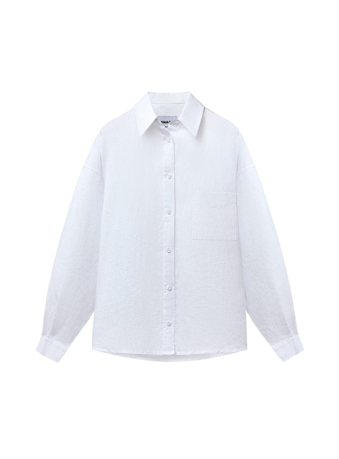 Лляна сорочка з довгим рукавом біла NATALIA BAS (NatB_SLW-2)