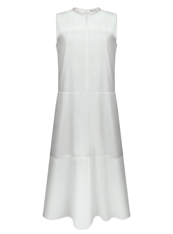 Сукня в білому кольорі з льону з бавовною SANVY (SNV_SANDR_LB_3)