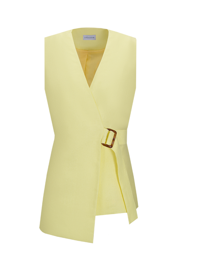 Жилет асиметричний подовжений льняний LiSOLODKA (LS_0023_25)