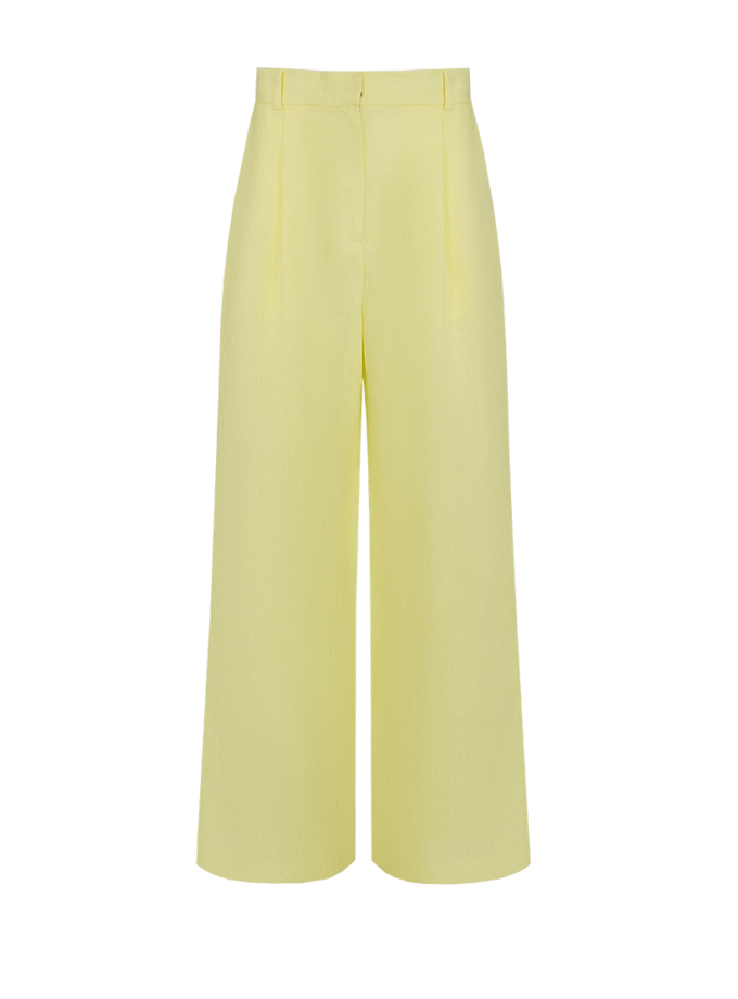 Штани палаццо льняні у пастельно-жовтому кольорі LiSOLODKA (LS_0022_25)
