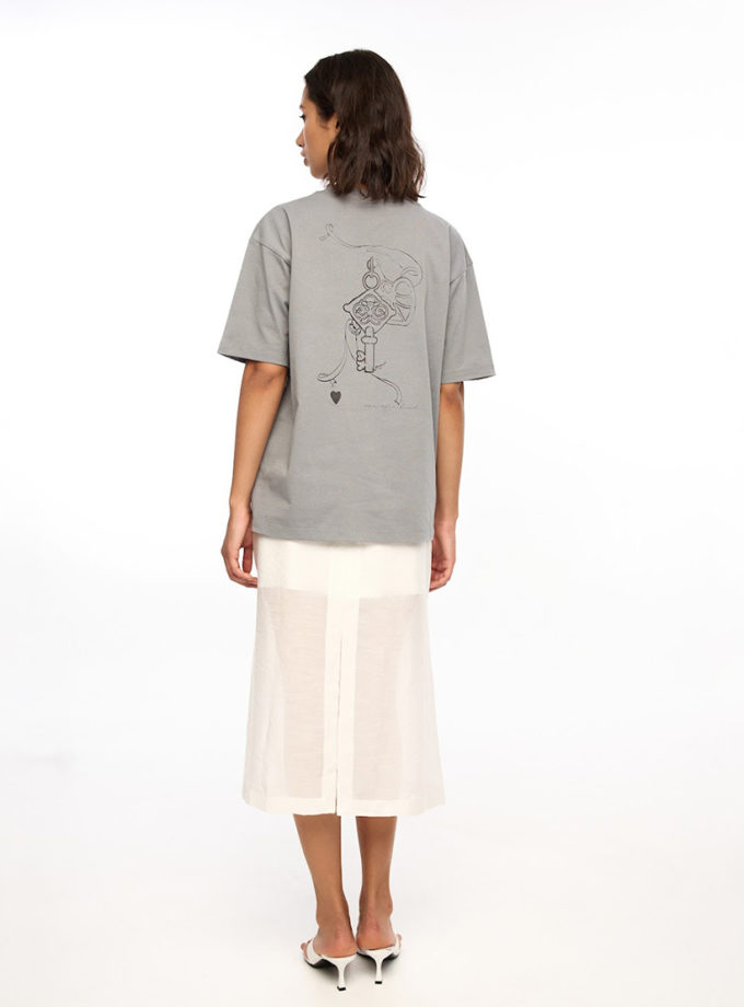 Оверсайз футболка Heart Key сіра ATTIE (ATT_TSRTGRPRNT06)