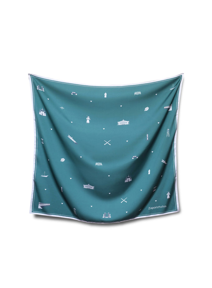 Хустинка Моє Запоріжжя смарагдового кольору SOFT25 (SOFT_Hust_Zp_g)