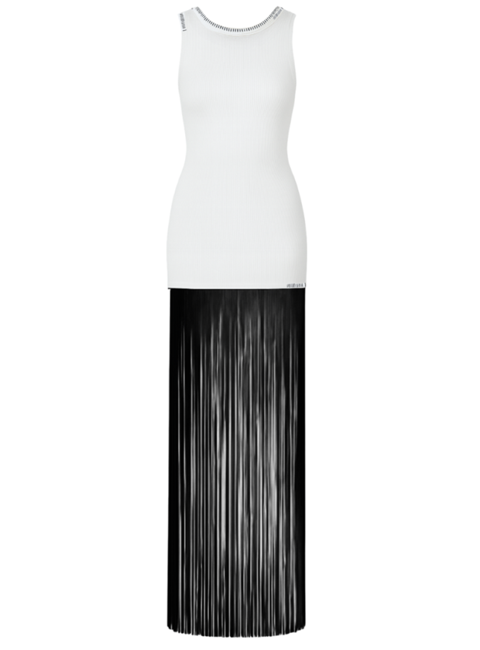 Сукня з бахрамою молочна ALEXANDER VANAVI (AV_MAVKA_02)