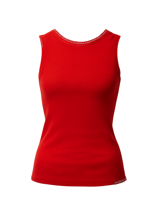 Топ в рубчик з відкритою спиною червоний ALEXANDER VANAVI (AV_JSOFIA_03)