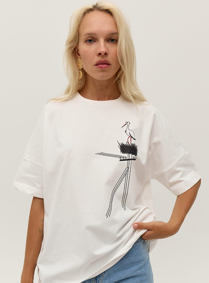 Футболка з принтом Лелека ANNA YAKOVENKO (AY_3977-1)