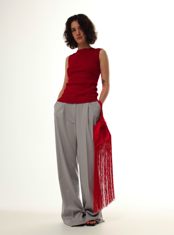 Топ в рубчик з відкритою спиною червоний ALEXANDER VANAVI (AV_JSOFIA_03)