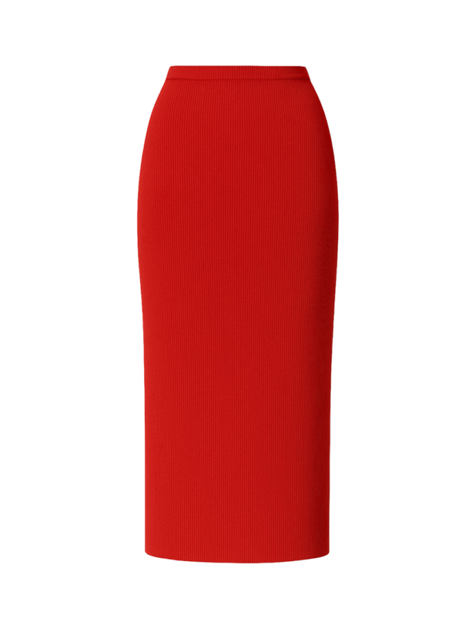 Міді-спідниця в рубчик червона ALEXANDER VANAVI (AV_JANET_03)