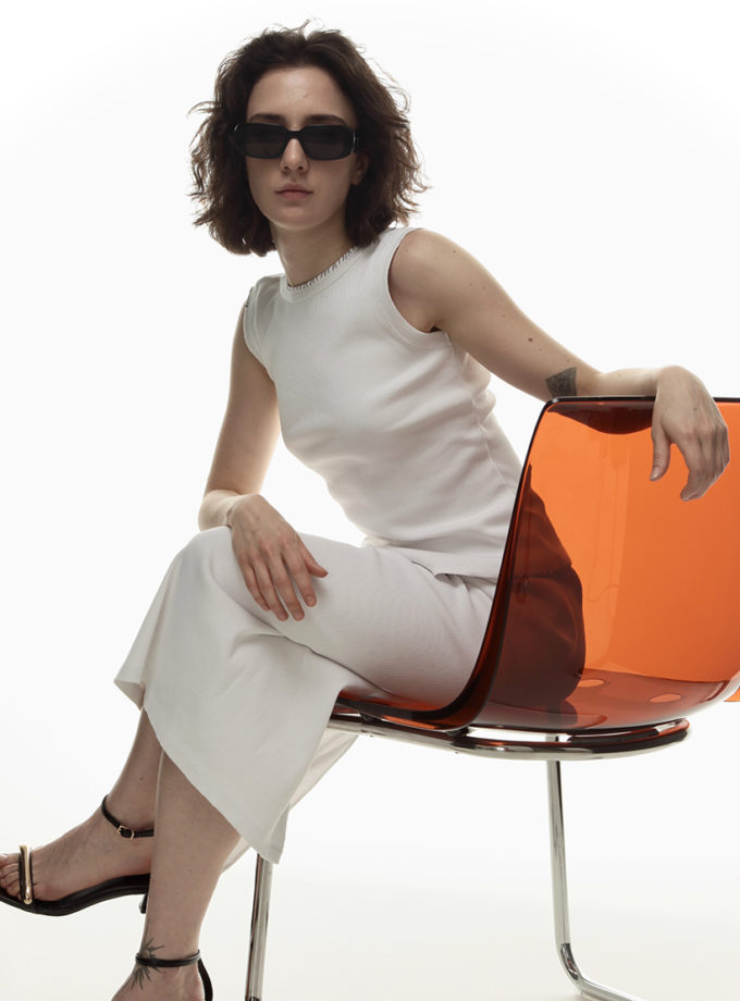 Топ в рубчик з відкритою спиною молочний ALEXANDER VANAVI (AV_SOFIA_02)