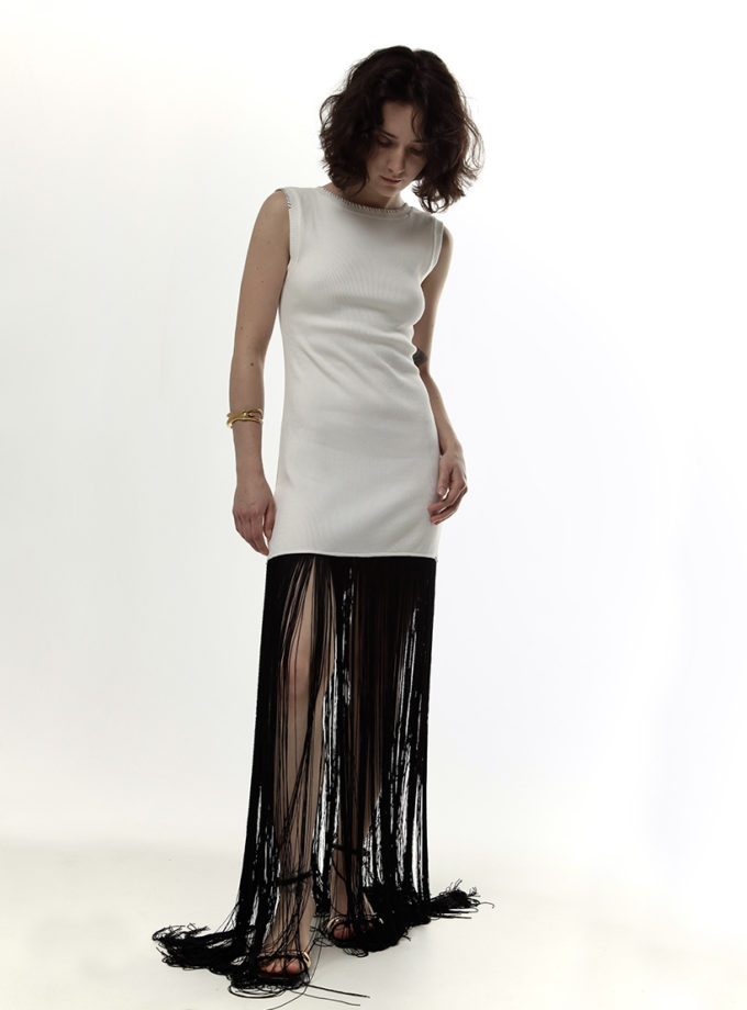 Сукня з бахрамою молочна ALEXANDER VANAVI (AV_MAVKA_02)