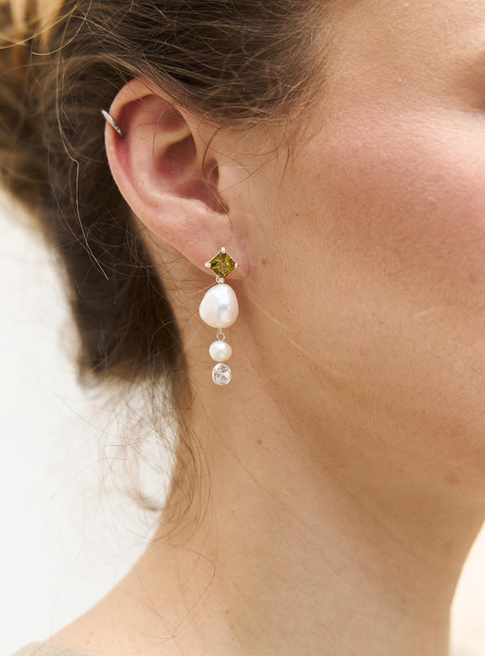 Сережки з оливковими фіантіами SOLAR SILVER (SLSR_SSER_081)