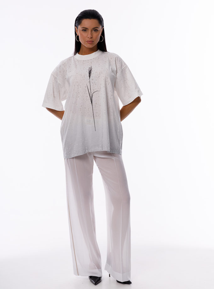 Штани напівпрозорі білі GANNA PTASHKA (GNPT_PantsSH_W_SS25_13)