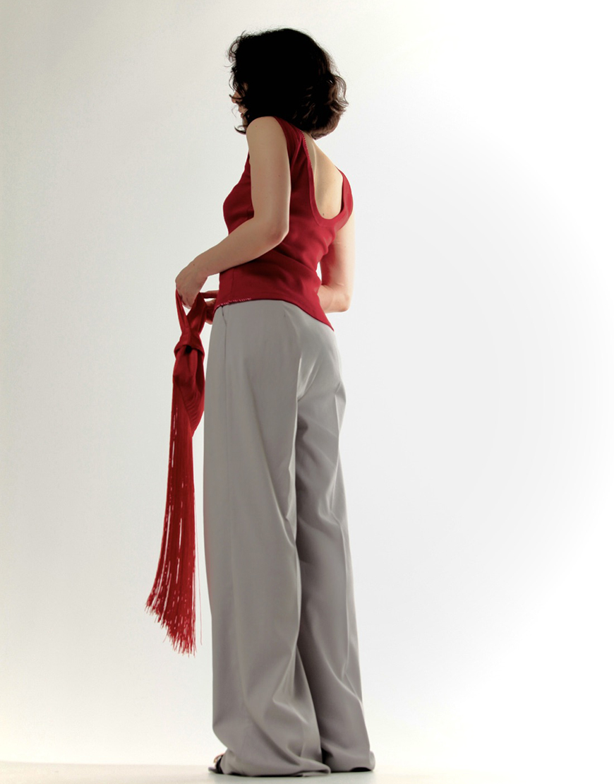 Без названия (400 x 600 пикс.) (400 x 550 пик Топ в рубчик з відкритою спиною червоний ALEXANDER VANAVI (AV_JSOFIA_03) - фото 3