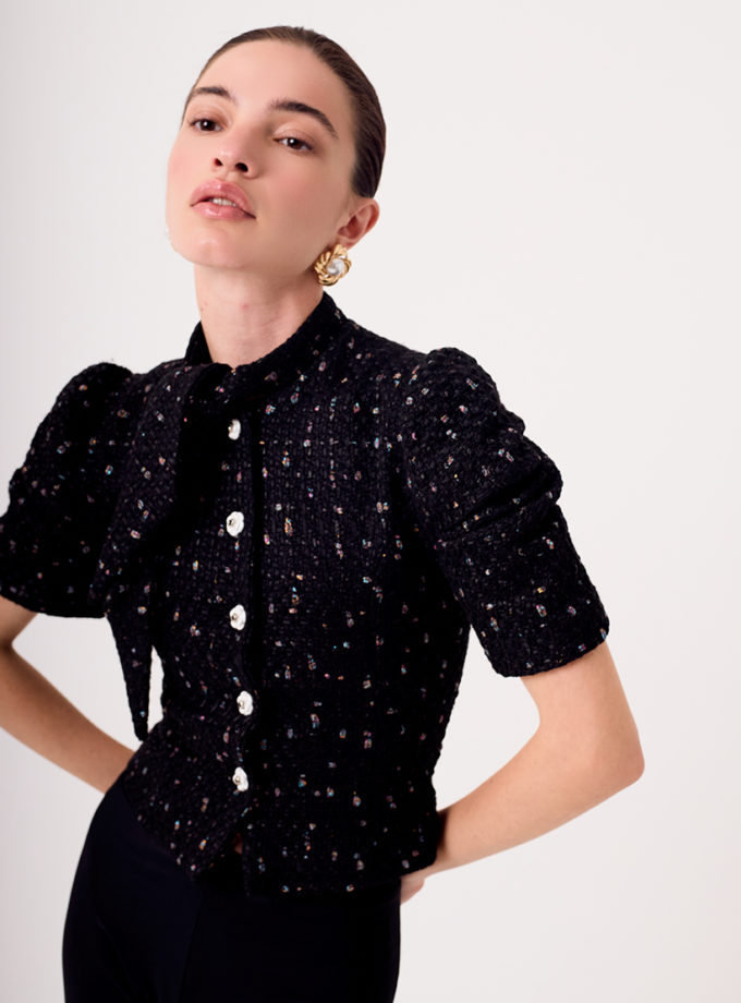 Tвідовий вкорочений блейзер чорний WILD HEARTS (WH_twdblzr-blc083)