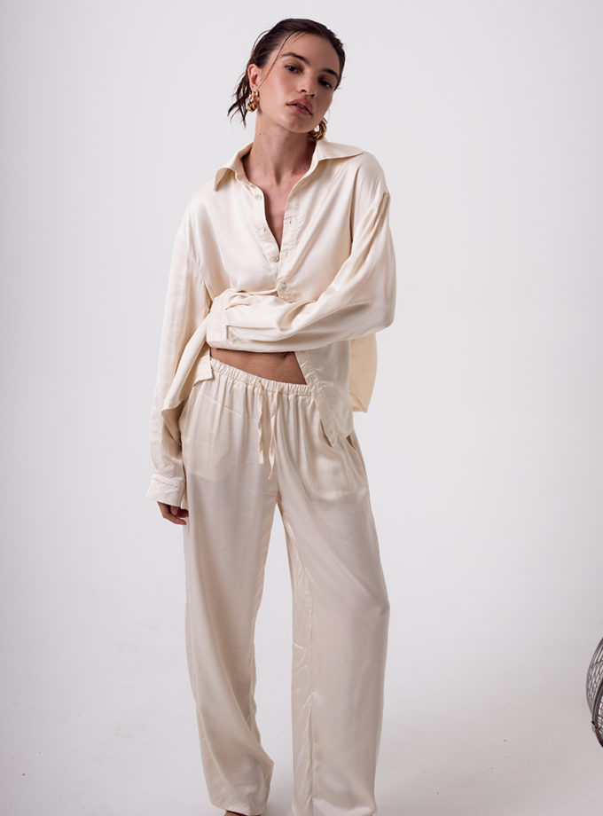Легкі сатинові брюки молочнi WILD HEARTS (WH_lghtstnset-mlk086/2)