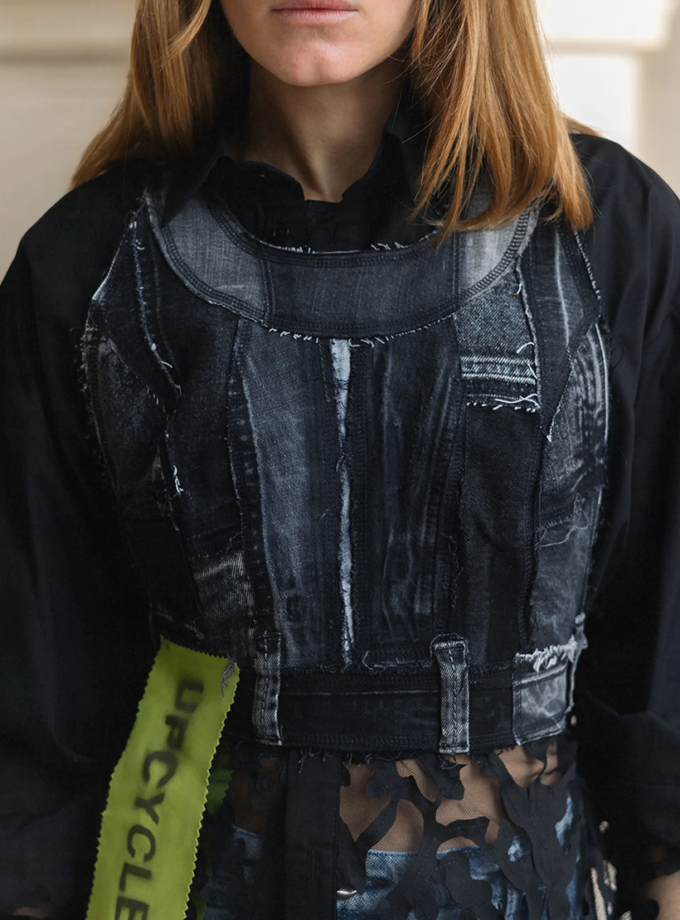 Топ джинсовий апсайкл чорний CHERESHNIVSKA (CHRSHNVSK_23138)