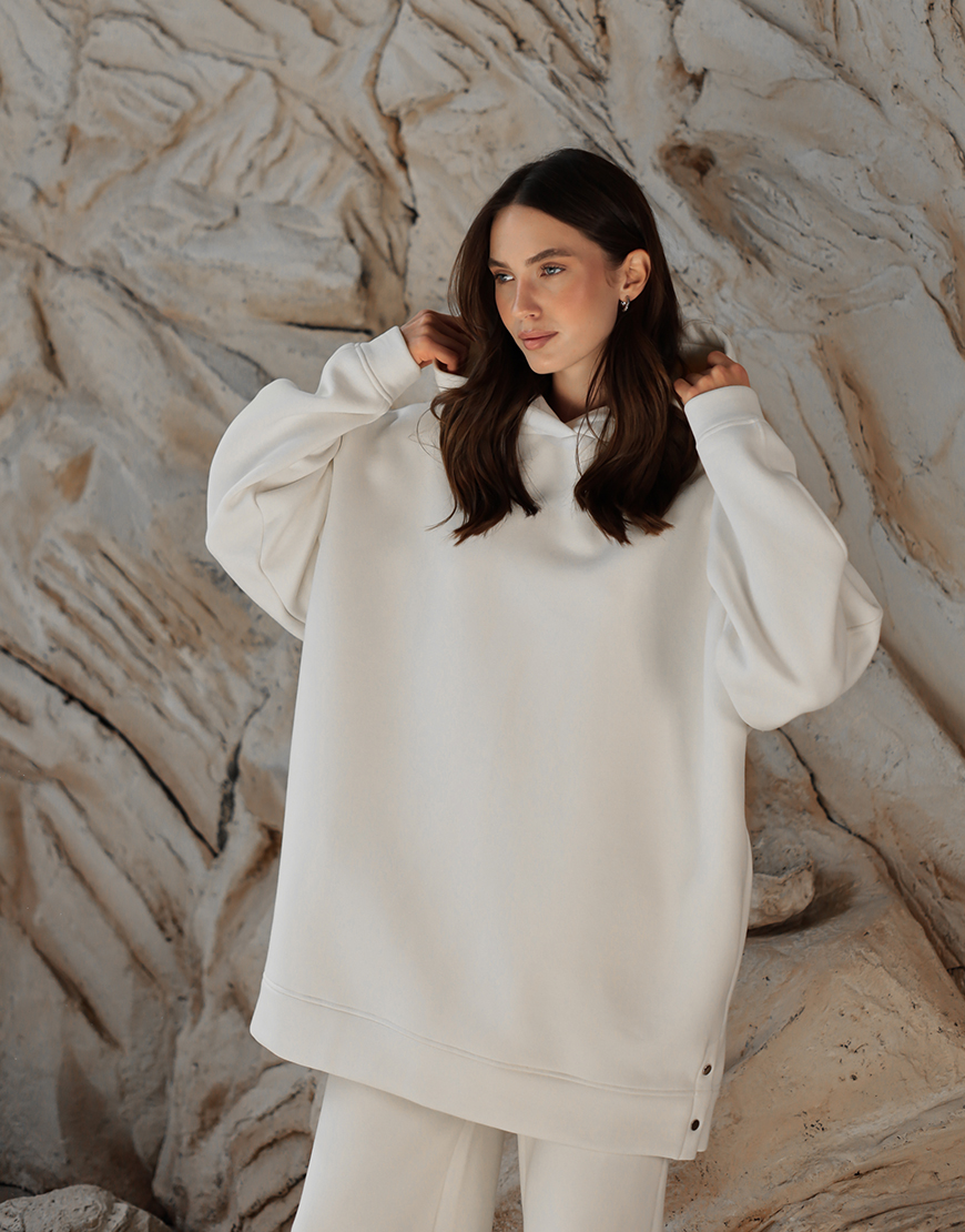 IMG_6179 Худі подовжений з кнопками утеплений молочний MMSW (MMSW_OWOS-11) - фото 2