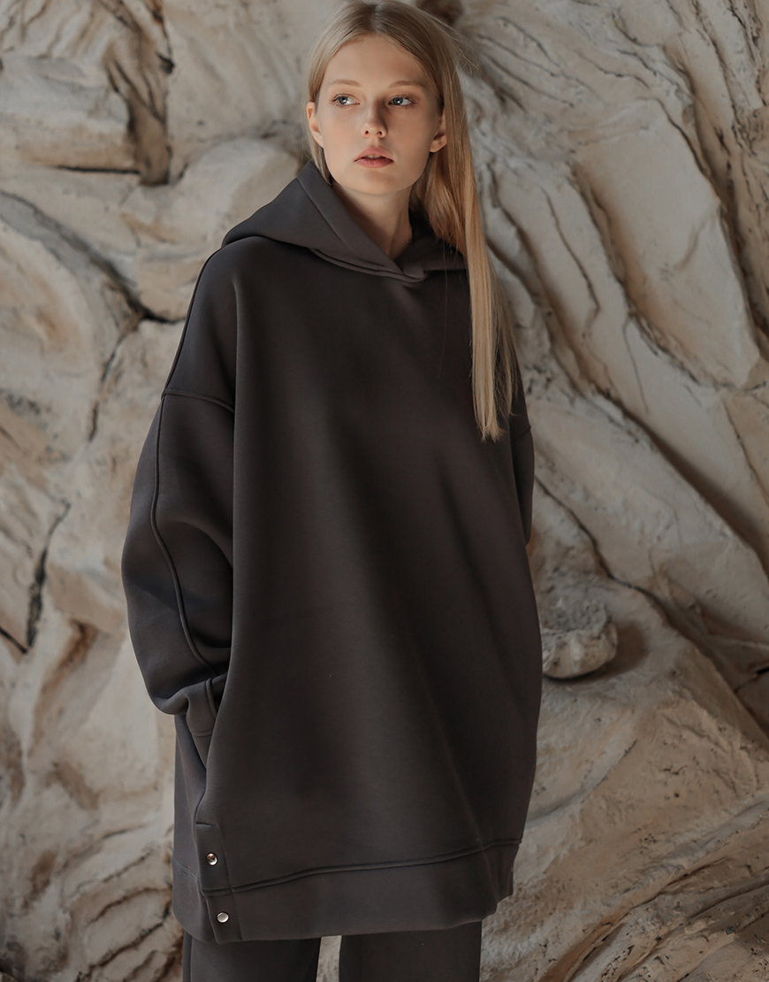 IMG_6223 Худі подовжений з кнопками утеплений фуме MMSW (MMSW_OWOS-04) - фото 2