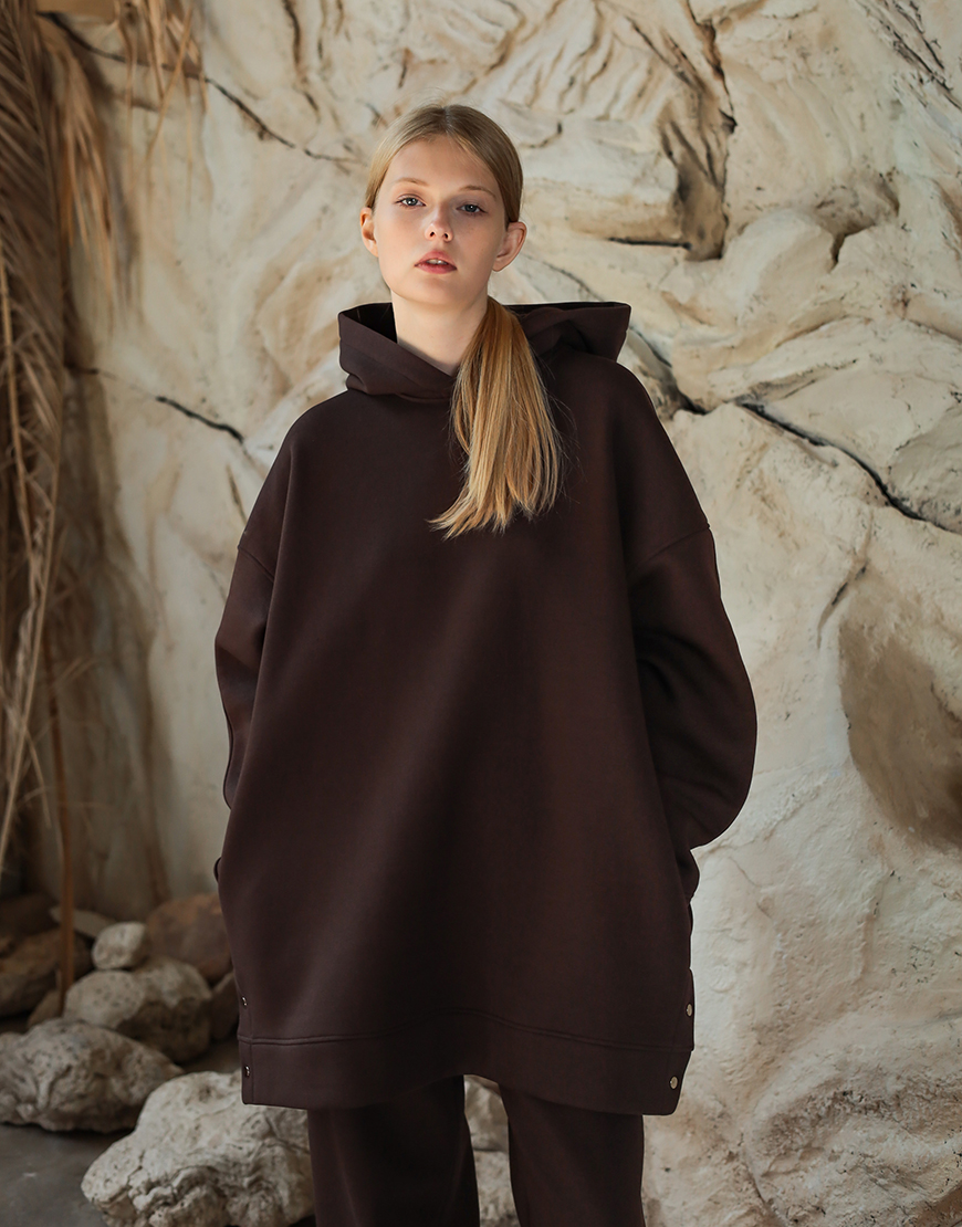 IMG_6470 Худі подовжений з кнопками утеплений шоколадний MMSW (MMSW_OWOS-16) - фото 2