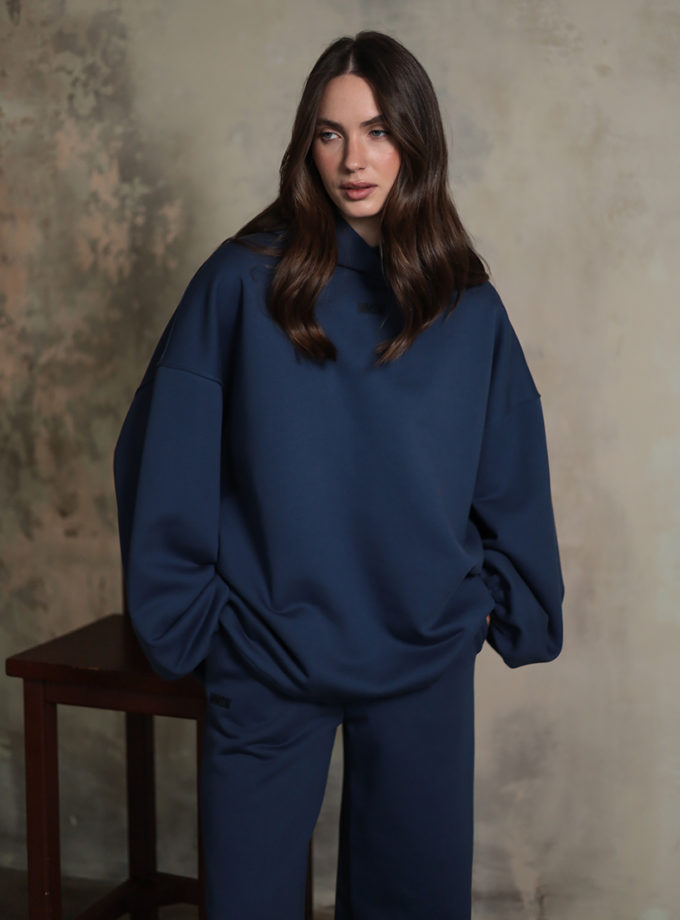 Худі вільного крою з фіксаторами W25 темний джинс MMSW (MMSW_Hd-W25-DB)