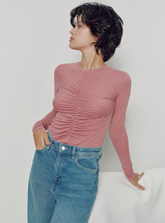 Лонгслів з драпіруванням рожевий NOMA STUDIO (NOMA_562025)