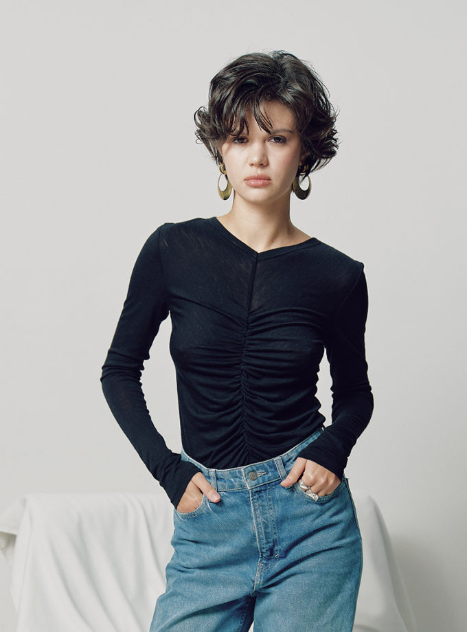 Лонгслів з драпіруванням чорний NOMA STUDIO (NOMA_532025) - фото 7