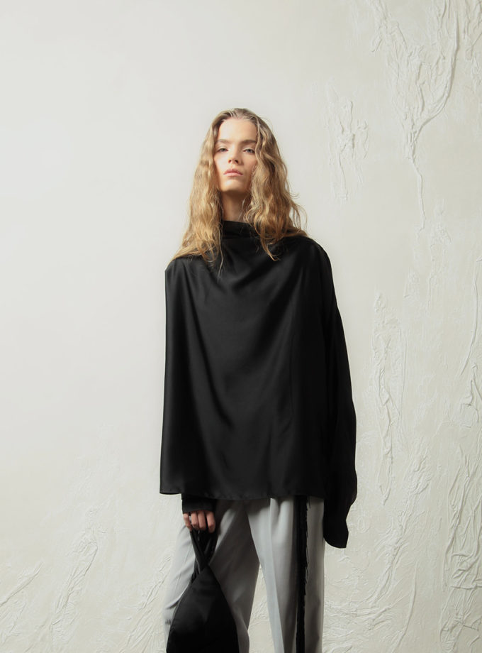 Блуза з відкрітою спиною чорна ALEXANDER VANAVI (AV_ATHENA_00)