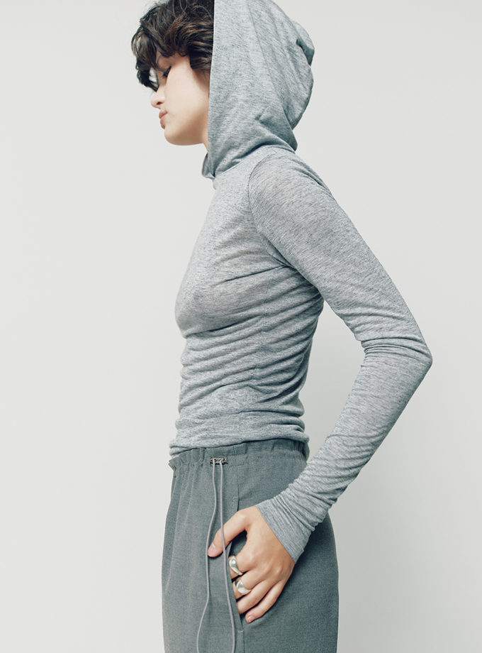 Сірий лонгслів з капюшоном NOMA STUDIO (NOMA_522025)