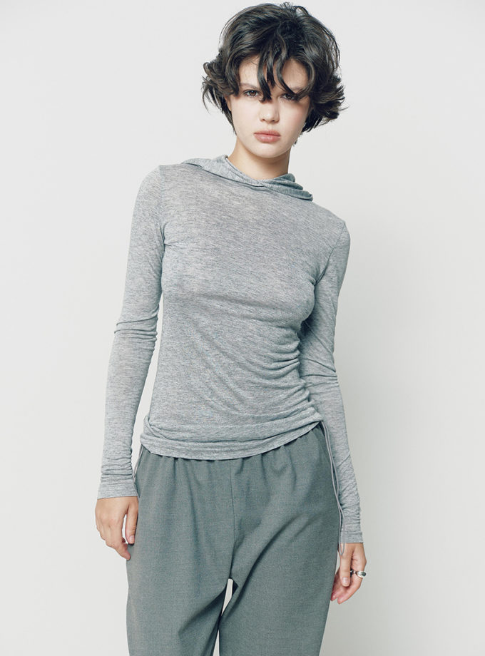 Сірий лонгслів з капюшоном NOMA STUDIO (NOMA_522025)