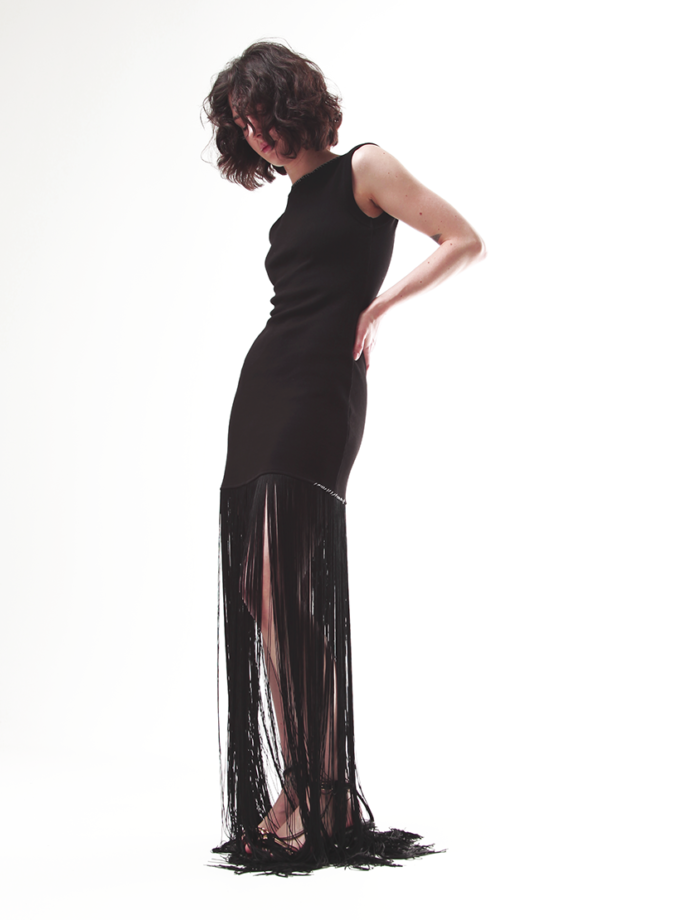 Сукня з бахрамою чорна ALEXANDER VANAVI (AV_MAVKA_00)