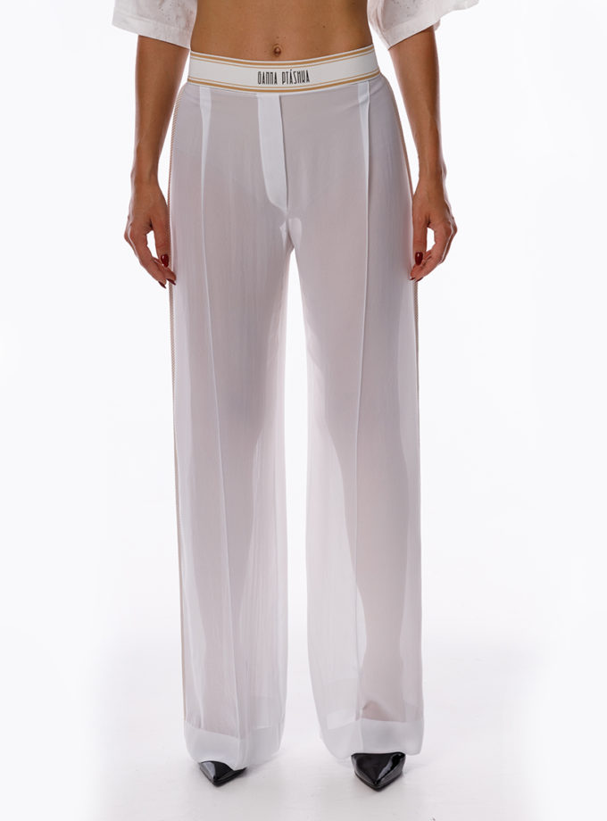 Штани напівпрозорі білі GANNA PTASHKA (GNPT_PantsSH_W_SS25_13)