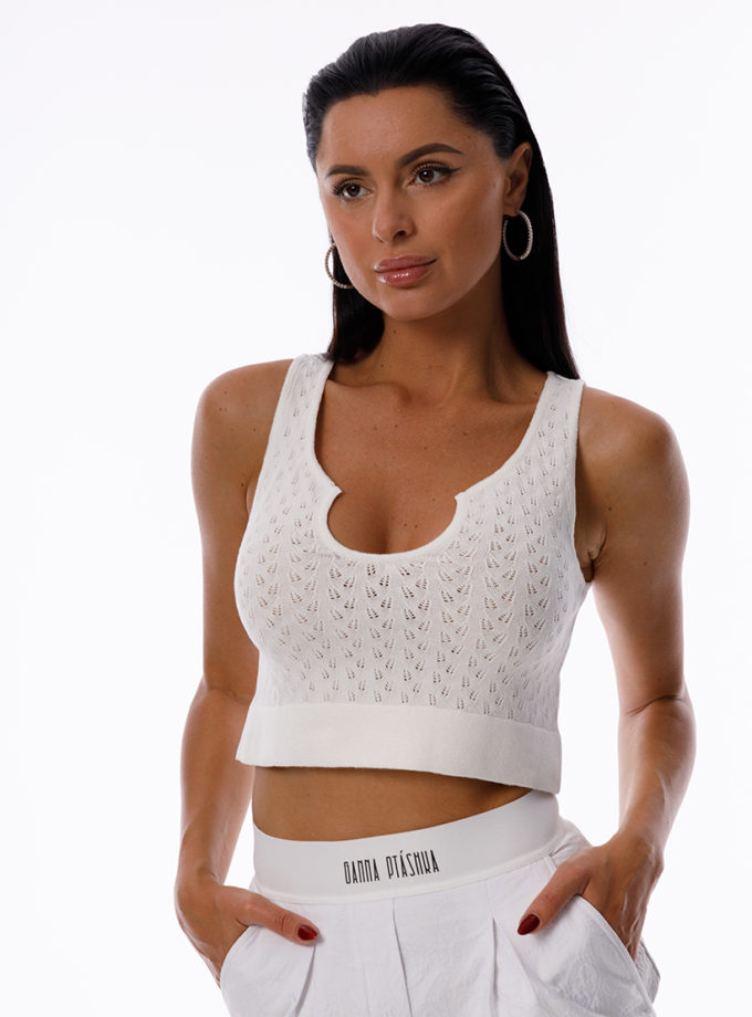 Топ в`язаний Ажур GANNA PTASHKA (GNPT_TopKOLOSKU_W_SS25_11-1)