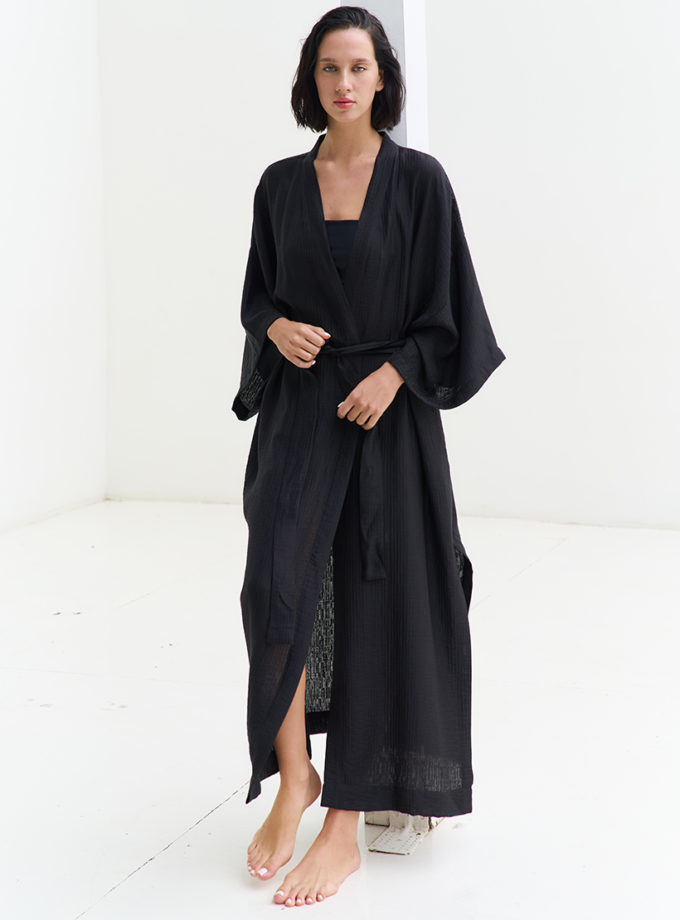 Кімоно з мусліну S25 чорне MMSW (MMSW_КМ-S25-BL)