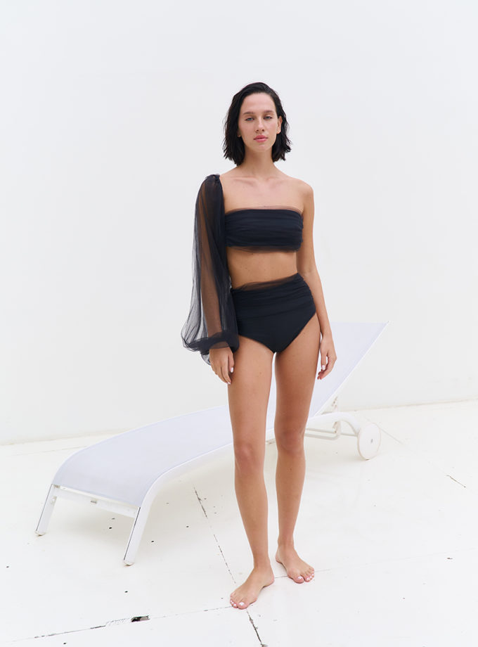 Плавки з високою посадкою та драпіруванням Aqua Muse чорні MMSW (MMSW_ПSV-S25-BL)