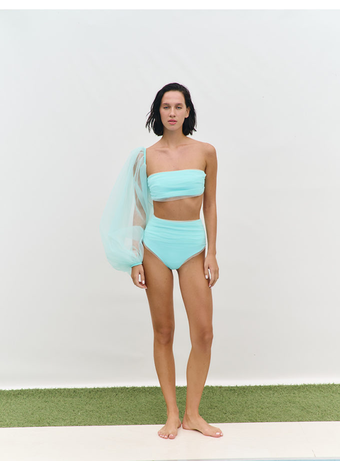 Плавки з високою посадкою та драпіруванням Aqua Muse бірюзові MMSW (MMSW_ПSV-S25-LB)