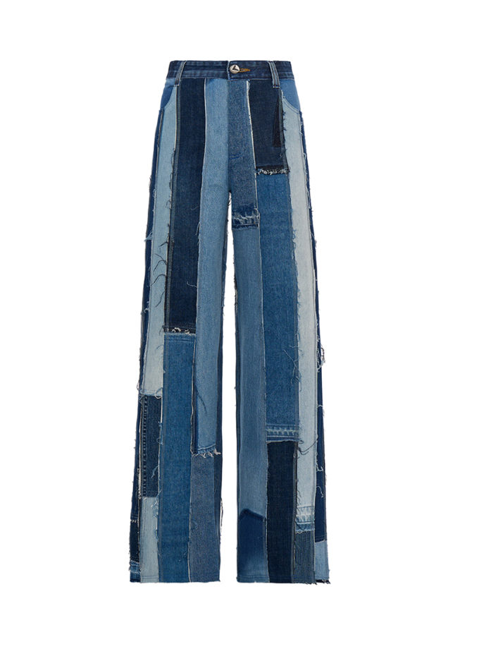 Джинси Апсайкл сині широкі відкриті шви CHERESHNIVSKA (CHRSHNVSK_36502)