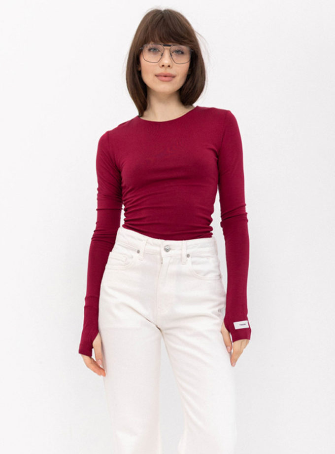 Лонгслів базовий подовжений червоний TWICE (TWC_LB2403232071_red)