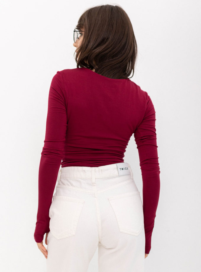 Лонгслів базовий подовжений червоний TWICE (TWC_LB2403232071_red)