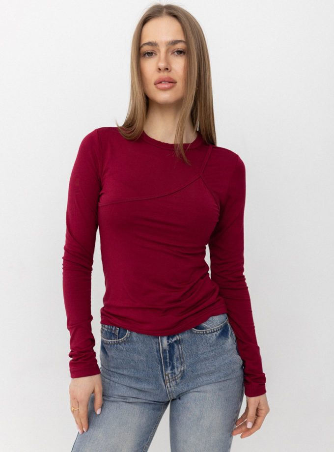 Лонгслів з імітацією червоний TWICE (TWC_LI250122274_red) - фото 7