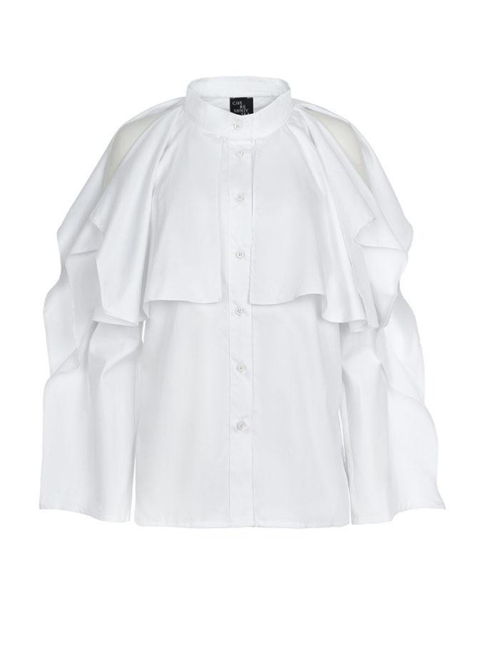 Блуза біла з воланом CHERESHNIVSKA (CHRSHNVSK_38121)