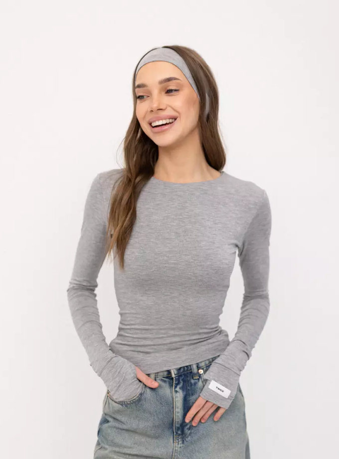 Лонгслів базовий подовжений сірий TWICE (TWC_LB2403232071_gr)