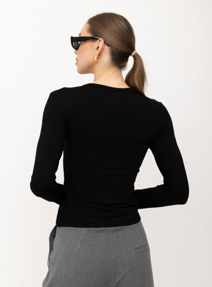 Лонгслів з імітацією чорний TWICE (TWC_LI250122274_bl)