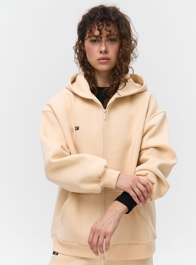 Худі на блискавці утеплене W26 світлий пісок MMSW (MMSW_HD-W26-LS)