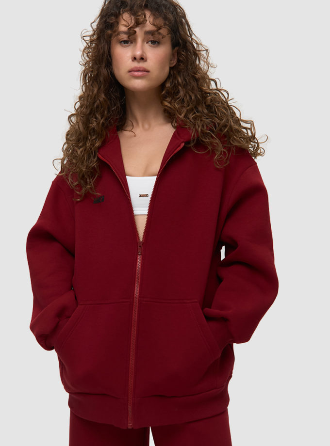 Худі на блискавці утеплене W26 бордо MMSW (MMSW_hd-W26-BG)