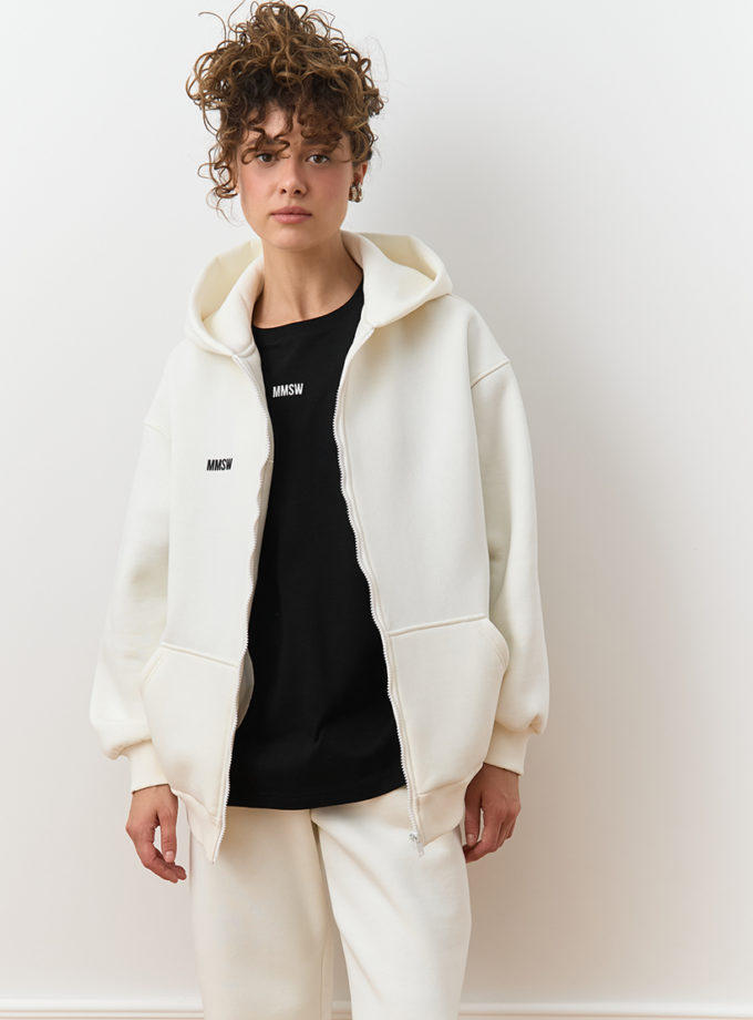Худі на блискавці утеплене W26 молочний MMSW (MMSW_hd-W26-ML)
