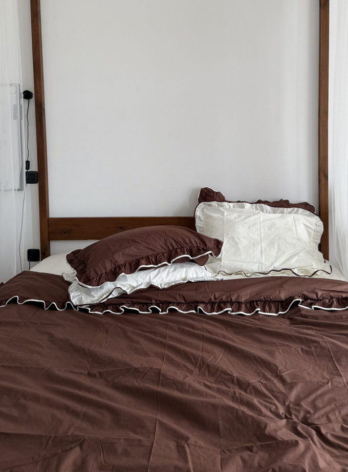 Комплект постільної білизни шоколадний ранфорс з рюшами та молочним кантом BEDCLOZZZES (BEDCLZ_3921-1-1-1-1-1-1-1-1)